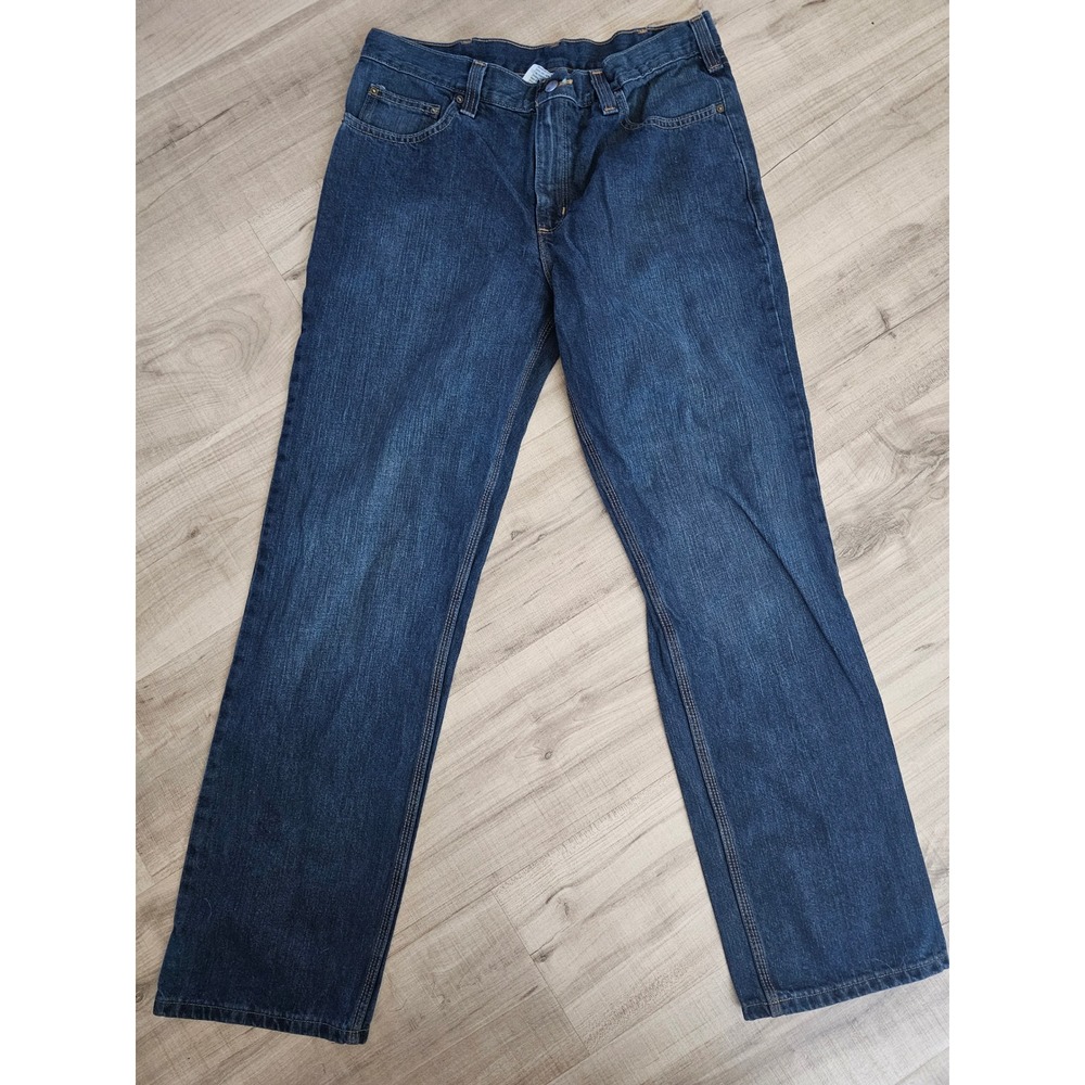Carhartt Relaxed Fit Jeans Mens 34x32 Dark Wash Blue Denim Workwear